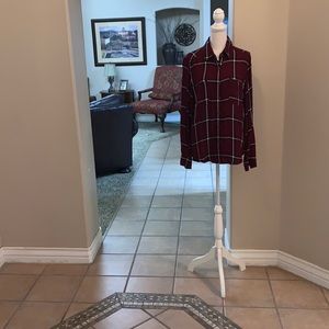 Kendall and Kylie plaid maroon top